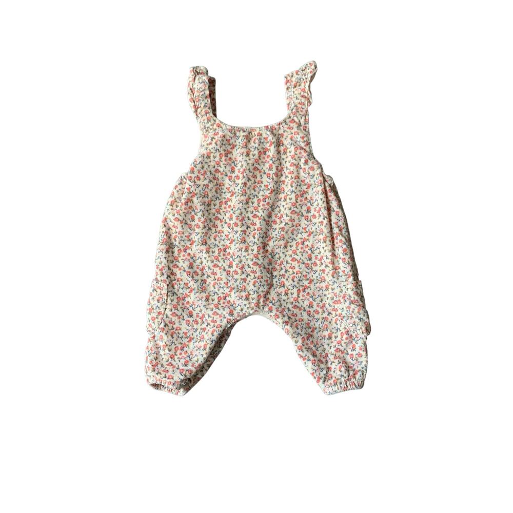 Next Baby Fine Cord Ditsy Floral Ruffle Strap Overalls